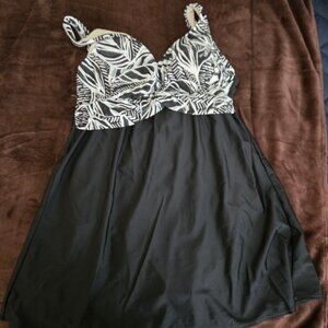 BeachScene Collection Swimsuit in Black & White - One Piece Size 18W